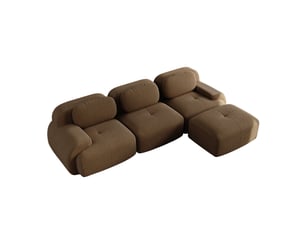 Canapé d'angle modenvie modulable 3 places en velours côtelé marron 298 x 178 x 70 cm