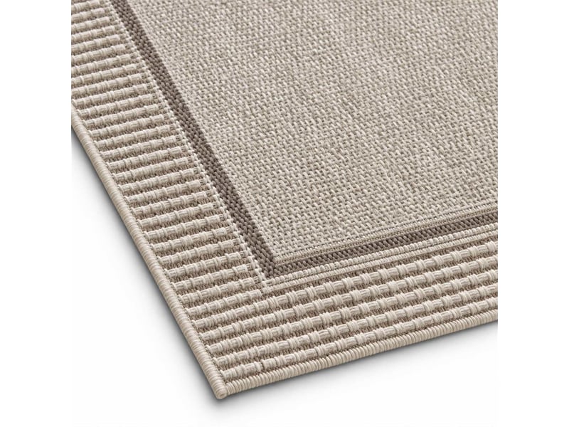  The white stone tapis extérieur avec bordure 140x200 cm gris | pour intérieur et extérieur, résistant aux uv et à l'eau, lavable | tapis en polypropylène tissé à plat effet sisal  - Conforama B