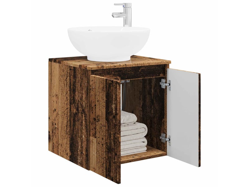 Vanité de lavabo mural, meuble de rangement bois ancien 49.5x44.5x65 cm shl6313 - Conforama C