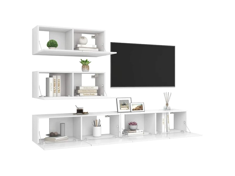  Ensemble de meubles tv 4 pcs blanc bois d'ingénierie shl20881  - Conforama E