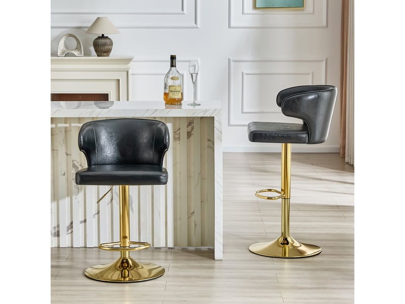  Chaise 2 chaises dossier intégré hauteur réglable pivotement à 360° large socle repose-pieds style moderne  - Conforama B