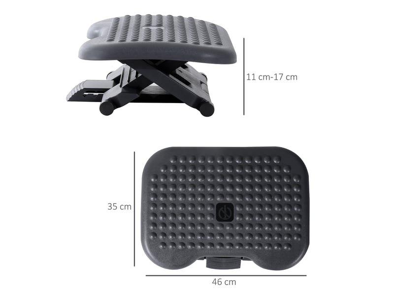  Repose-pieds de bureau 46x35 cm gris foncé en plastique, hauteur réglable 11 à 17 cm et inclinaison 30°  - Conforama C