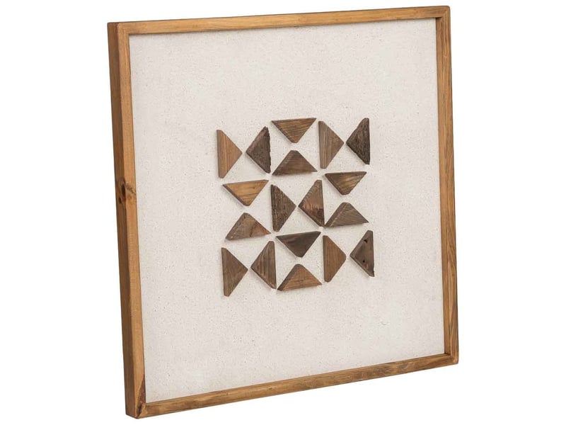 Tableau artisanal en bois recyclé relief beige et blanc 62x4x62 cm h - Conforama A