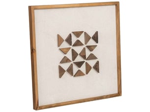 Tableau artisanal en bois recyclé relief beige et blanc 62x4x62 cm h
