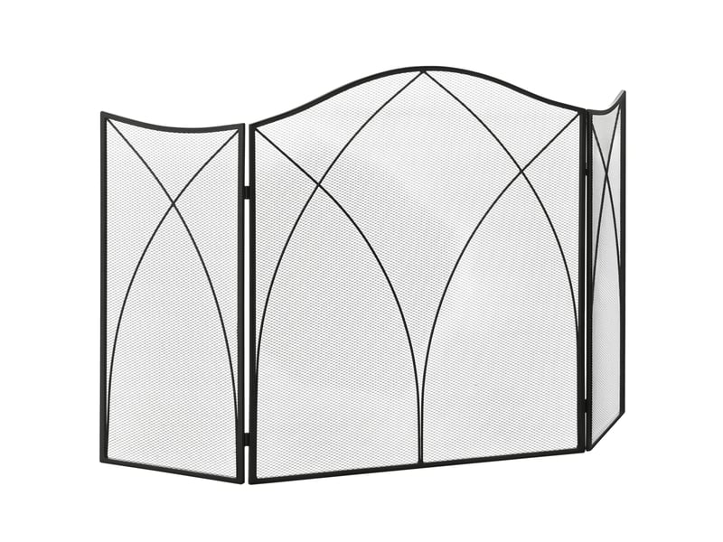  Pare-feu pliable en 3 parties avec charnières et cadre métallique décoratif, 108 x 24 x 76 cm, noir  - Conforama A