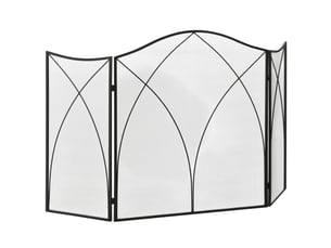 Pare-feu pliable en 3 parties avec charnières et cadre métallique décoratif, 108 x 24 x 76 cm, noir