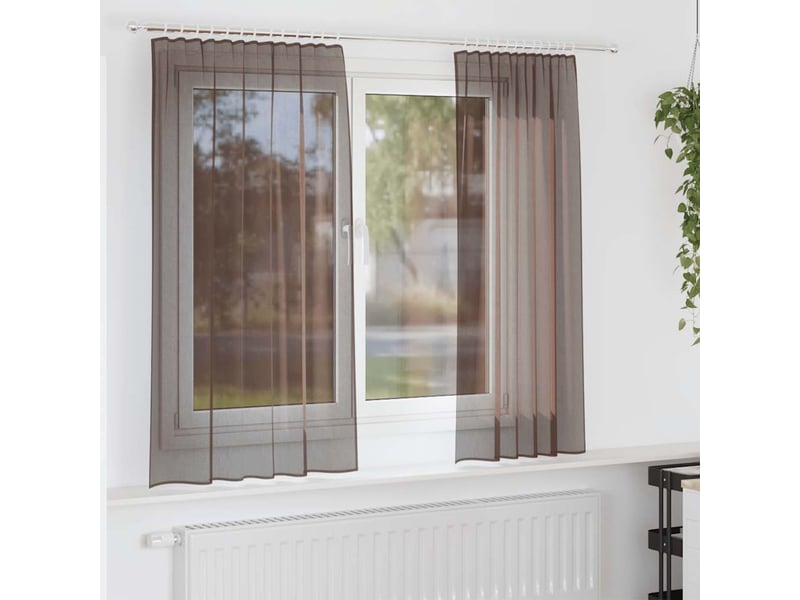  Lot de 2 rideaux en voile, voilages avec passants marron cf44445  - Conforama B