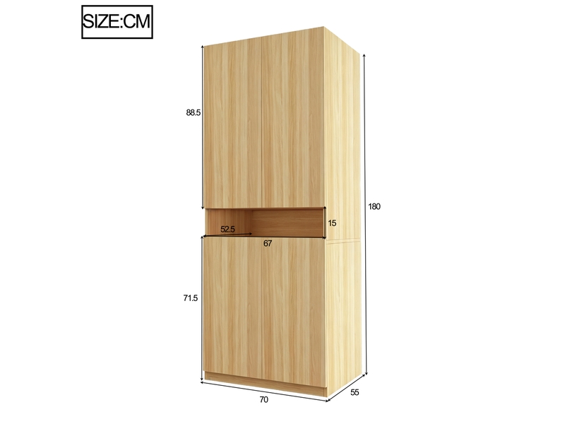  Armoire 70 × 55 × 180 cm - avec compartiment éclairé - avec éclairage led - naturel  - Conforama C