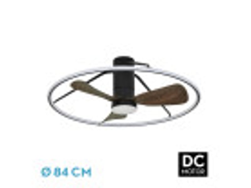  Ventilateur de plafond fabrilamp oporto dc noirmarron 3 pales 84 cm 6 vitesses led 56 w télécommande 243691388 - Conforama B