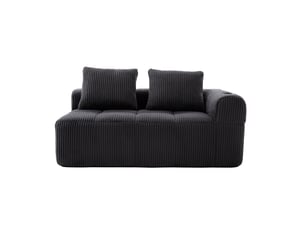 Canapé 2 places corda, gris, sans montage, coussins doux, poche latérale, porte-gobelet intégré