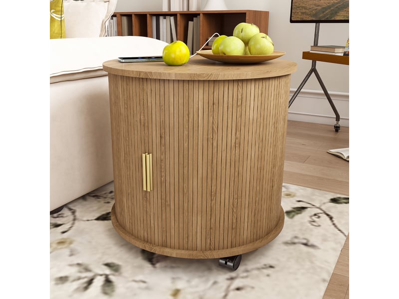  Table de chevet 60x60x60 cm avec station de charge coloris chêne  - Conforama D
