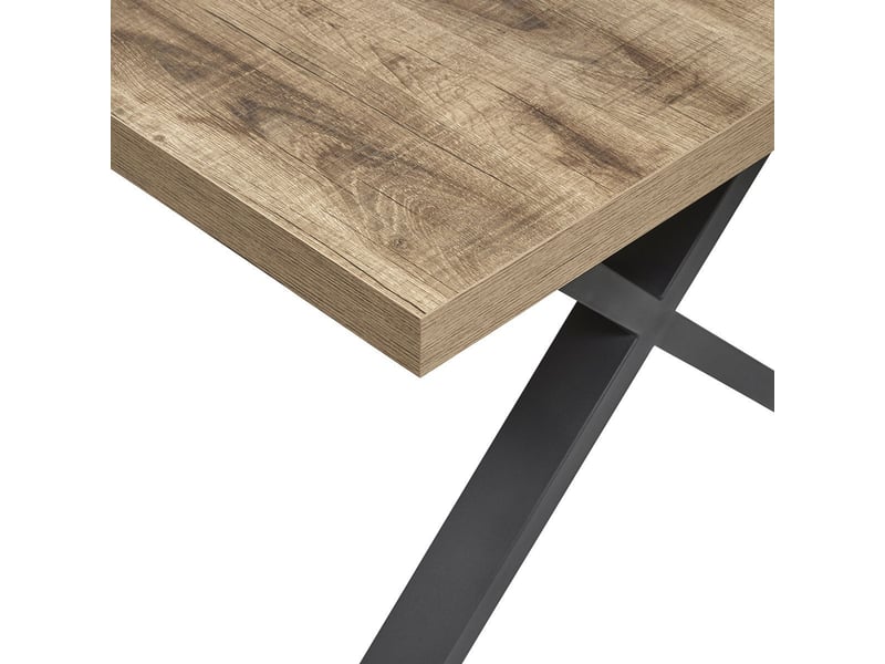  Table 170cm aspect chêne naturel piètement x métal poudré noir - urbal URBAL - Conforama E