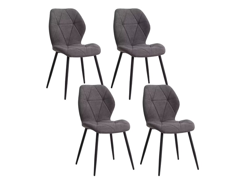  Chaise de salle à manger - chaises visiteurs, ensemble de 4 chaises modernes avec rembourrage moelleux, gris foncé  - Conforama R