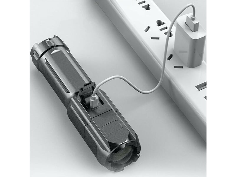 Lampe torche led sgt6 haute puissance de mise au point réglable, étanche, 4 modes rechargeable, lampe tactique avec zoom - Conforama D