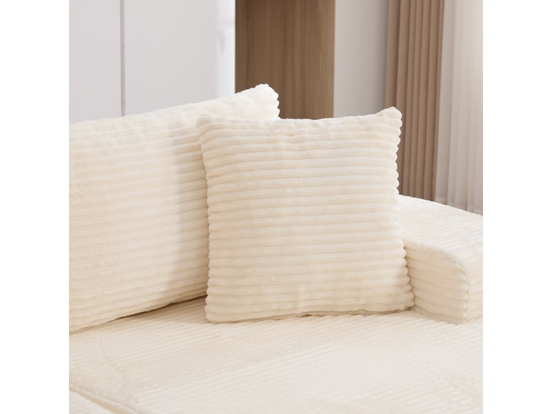 Canapé modulable tissu chenille ivoire, sectionnel salon mousse 30d haute résilience, fond antidérapant - Conforama W