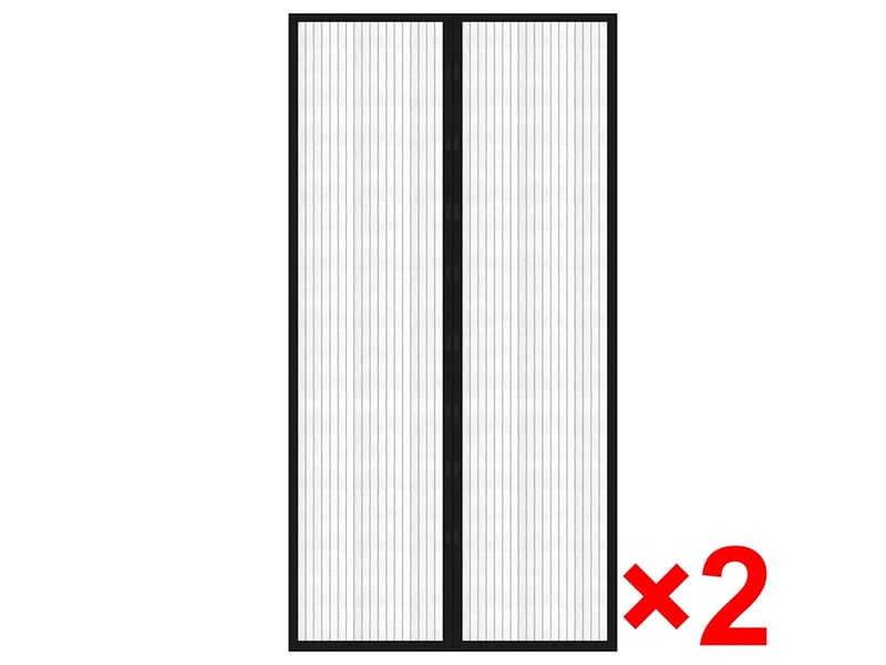 Lot de 2 rideaux de porte contre insectes, moustiquaire 210x100cm magnétique noir cf43612 - Conforama A