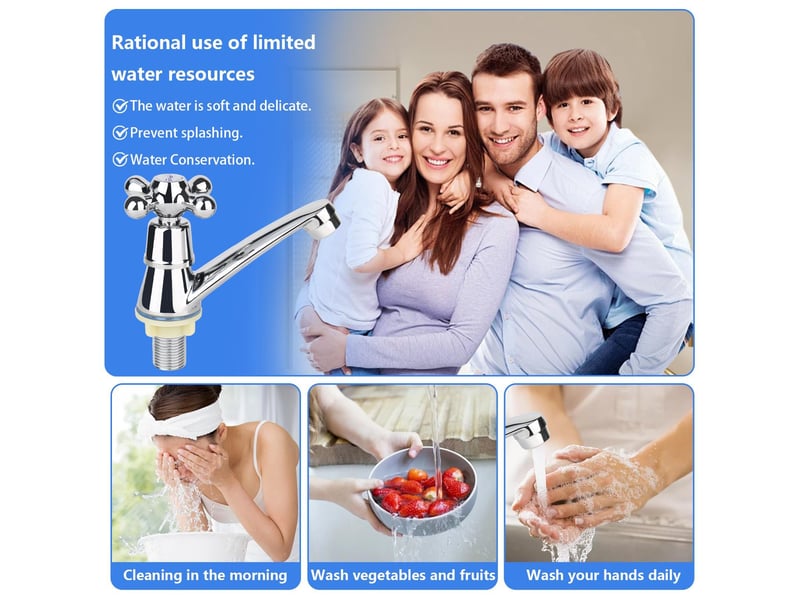  Robinet de salle de bain simple robinet d'eau froide lavabo moderne robinet de lavabo chrome robinetterie de salle de bain lavabo pour lavabo  - Conforama E