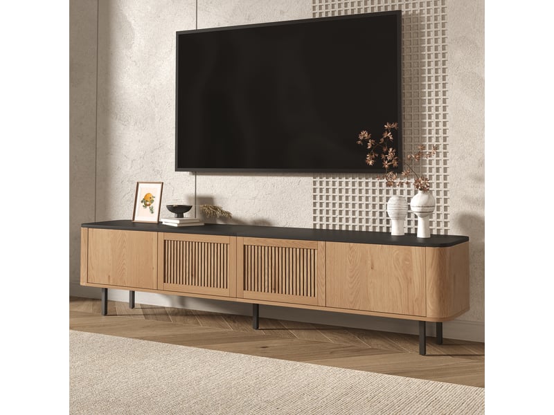  Meuble tv 190 x 35 x 45 cm moderne, panneau tv, support tv, meuble tv bas. Design unique, meuble salon  - Conforama E