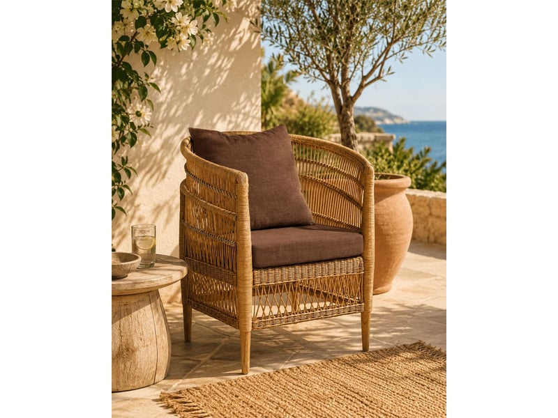  Lusso marron - fauteuil de jardin en rotin avec coussin d'assise amovible marron  - Conforama B