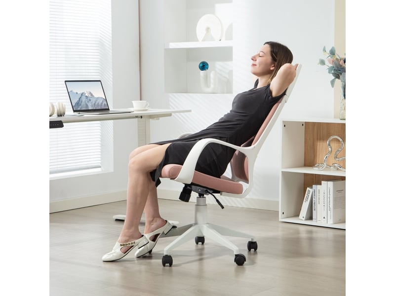  Chaise de bureau veris ergonomique réglable pivotante rose  - Conforama D
