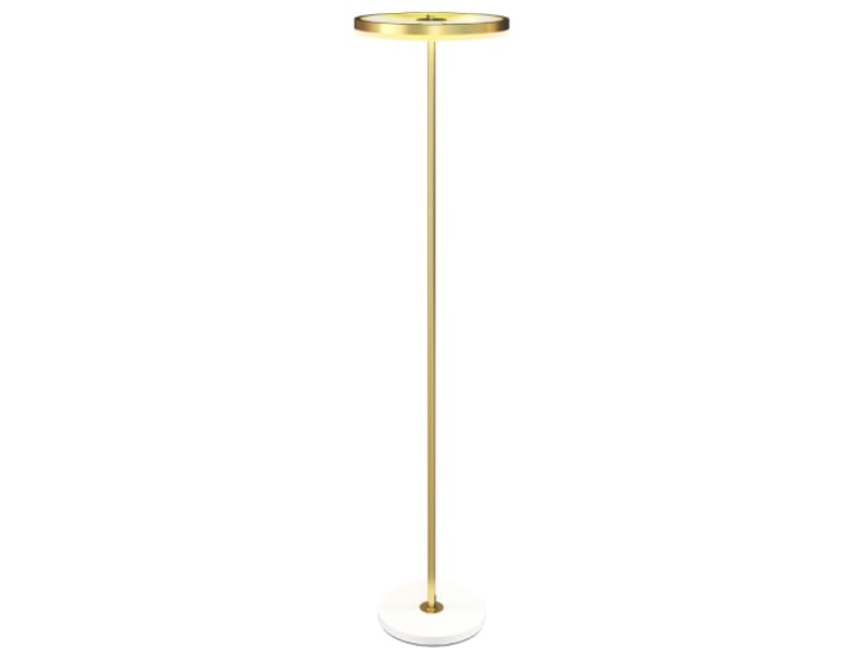 Lampadaire led dimmable en métal doré, abat-jour acrylique, 3 couleurs de lumière, interrupteur au pied - Conforama A