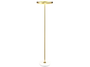 Lampadaire led dimmable en métal doré, abat-jour acrylique, 3 couleurs de lumière, interrupteur au pied