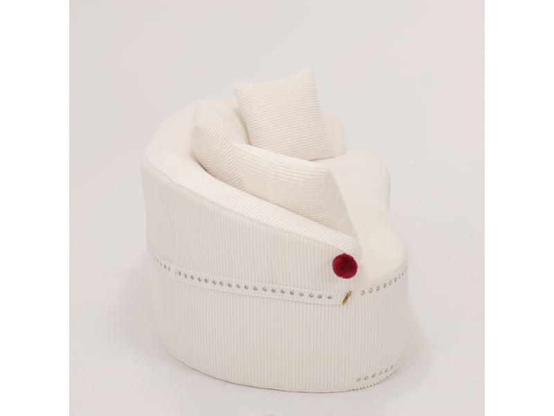 Canapé 2 places arqué en velours côtelé blanc 163x93x68 cm  - Conforama E