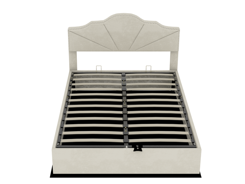 Lit 160x200 cm en tissu et métal beige chicfurn - Conforama A