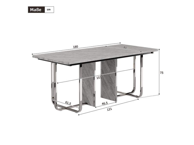  Table à manger 180x80 cm, grande table rectangulaire 6 personnes, pieds métal, structure stable Fay Lum - Conforama C