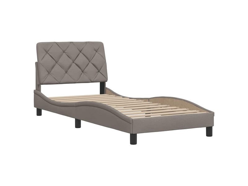 Lit adulte ; lit simple ; cadre de lit  taupe 90x200 cm tissu  - Conforama E