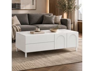 Table basse rectangulaire coloris blanc LPOSPI - 50 cmx100 cm