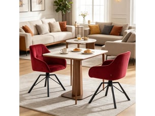 Chaises de salle à manger pivotantes 360° lot de 2 avec accoudoirs  - velours métal rouge vin