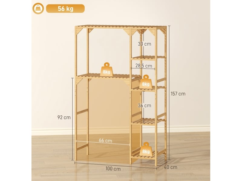  Meuble de rangement pour lave-linge 100x40x157 cm 7 niveaux bois naturel  - Conforama E
