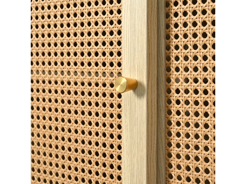  Buffet avec 3 tiroirs et 3 portes coulissantes en mdf, étagères réglables, 120×40×78 cm chêne  - Conforama D