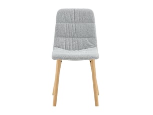 Chaise de salle à manger plissée – pieds bois massif, lot de 2, tissu gris clair, style nordique moderne, hauteur 88 cm