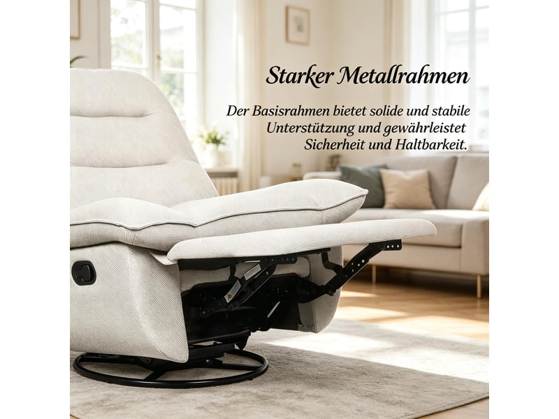  Fauteuil relax pivotant à 360° avec repose-pieds intégré beige T5828S00021 - Conforama D