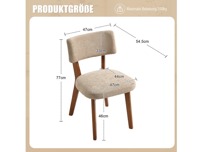  Lot de 2 chaises de salle à manger rembourrées kaki pieds en bois evryae  - Conforama E