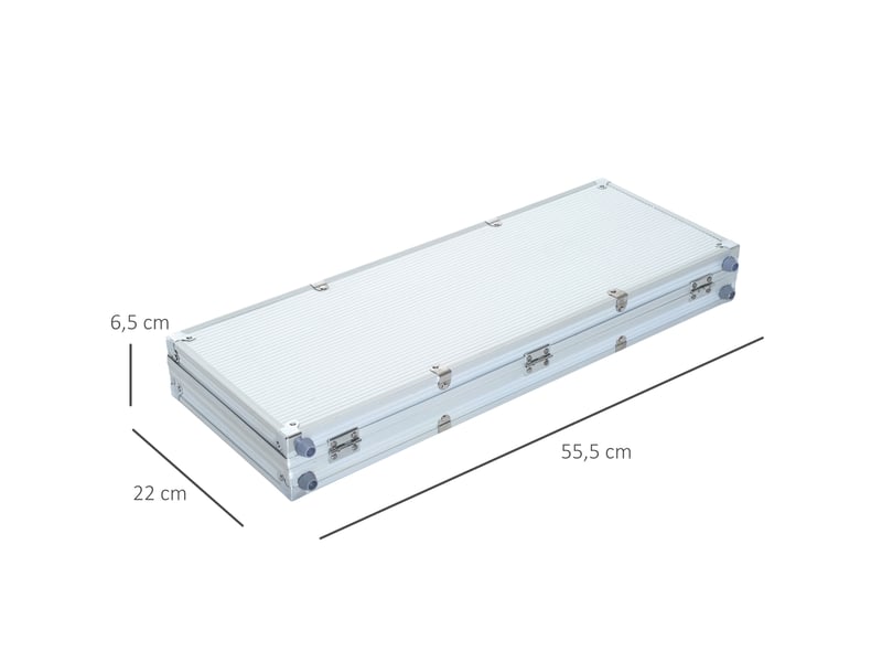 Mallette de poker 500 jetons 55,5 x 22 x 6,5 cm – multicolore – 2 jeux de cartes, 5 dés, aluminium - Conforama C