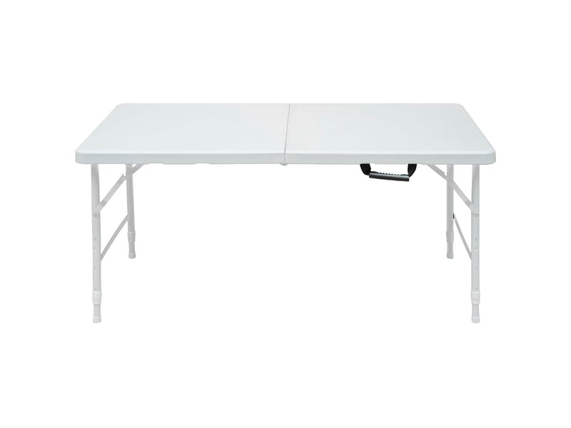  Table à manger 124,97 cm pliable hauteur réglable résistante à la rouille facile à nettoyer coloris blanc  - Conforama A