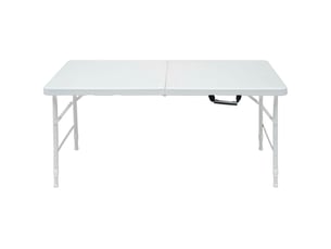 Table à manger 124,97 cm pliable hauteur réglable résistante à la rouille facile à nettoyer coloris blanc