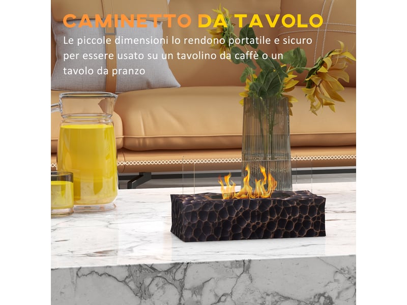  Cheminée de table au bioéthanol noire avec verre trempé, brûleur 150 ml, 33 x 16 x 18 cm  - Conforama W
