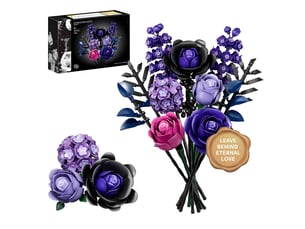 Set de construction bouquet de roses violettes – collection botanique, fleurs artificielles, déco maison et bureau