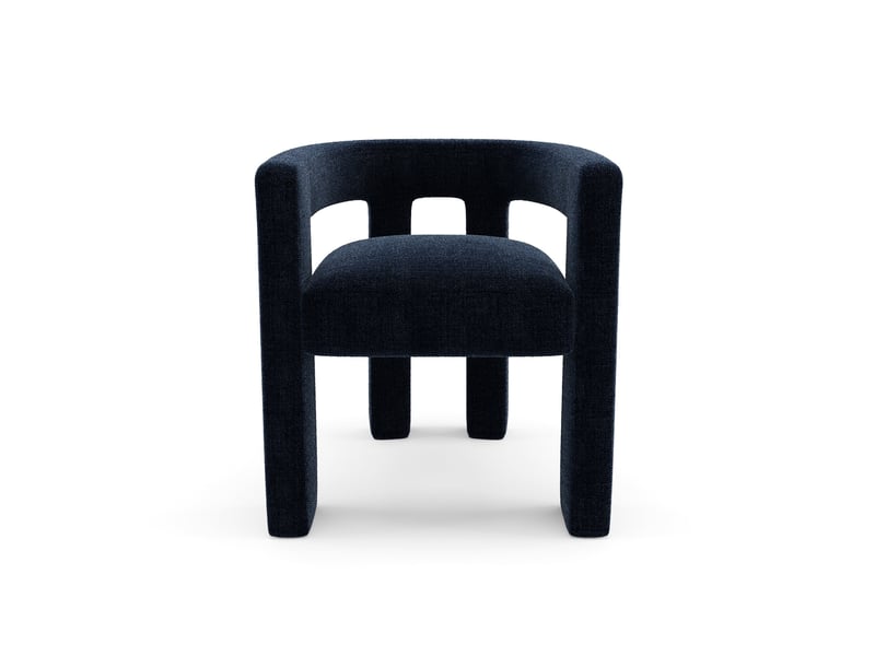  Fauteuil de salle à manger en tissu tramé bleu nuit celia CELIATTBN - Conforama C