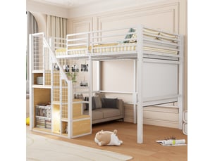 Lit mezzanine 140x200 cm <strong>EVRYAE </strong>  <strong></strong> coloris blanc