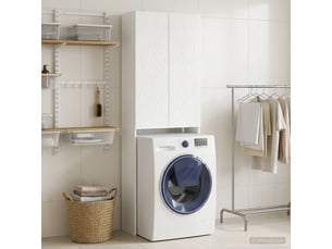 Armoire de toilette, meuble de toilette delft blanc brillant 66x25.5x190 cm