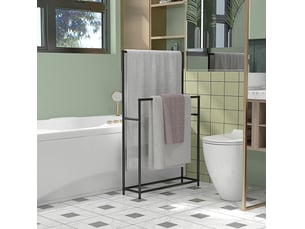 Porte-serviettes sur pied 66x20x110 cm 2 barres métal noir