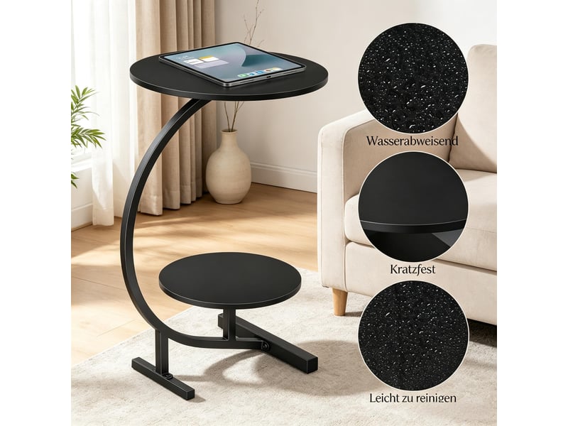  Table d'appoint à 2 plateaux en mdf et métal noir T5828P569061 - Conforama D