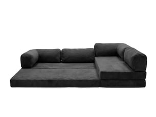 Canapé d'angle réversible convertible CASANOVA  4 places Velours côtelé Noir