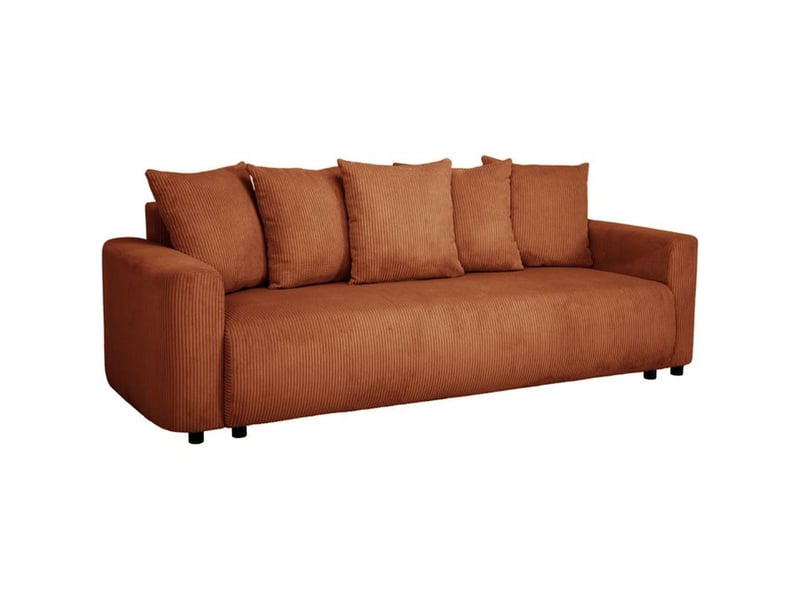 Canape convertible 3 places pharell 2 velours cotelé terracotta avec coffre de rangement 228x97x88 cm B007894 - Conforama D