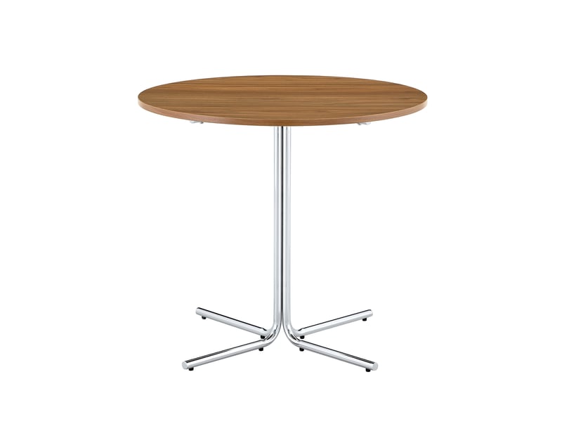 Table ronde,85x85x76 cm,mdf,effet noyer et métal chromé - Conforama A